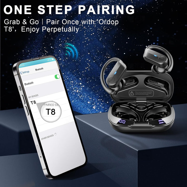 Kopfhörer Kabellos Bluetooth 5.4, 70H In Ear Bluetooth Sportkopfhörer IP8 A-Dunkelschwarz, A-Dunkels