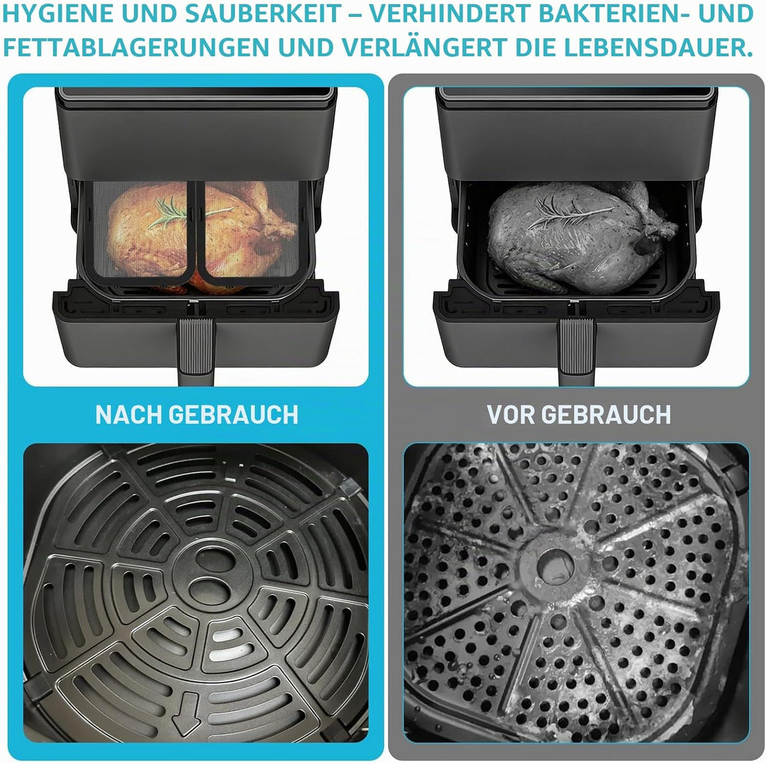 Edelstahl-Spritzschutz, 2 Stück Magnetischer Feinmaschiger Fettspritzschutz, Heissluftfritteuse Zube