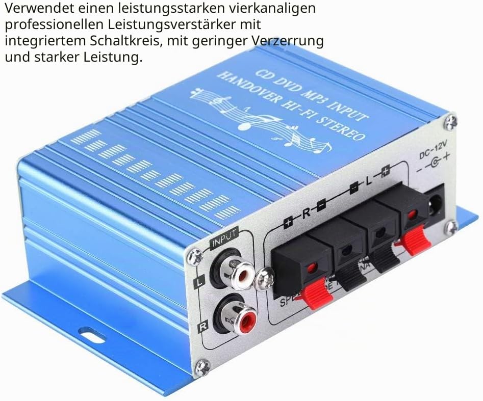 Bewinner Auto Amplifier,Digitaler Audio Vier Kanal Verstärker,HiFi Audio Musik CD DVD MP3 FM Player