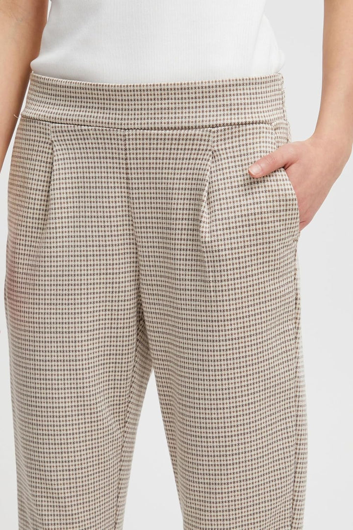 ICHI IHKATE Cameleon PA Damen Hose Stoffhose mit Stretch Enger Schnitt Elastikbund S Sandshell (1309