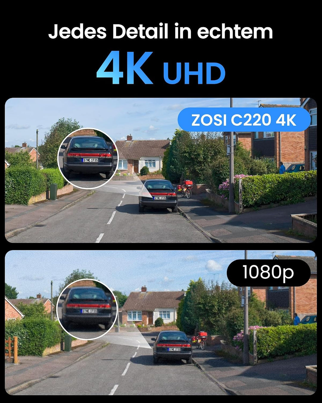 ZOSI 4K PoE Überwachungskamera Set Aussen, 4X 8MP Kameras mit 2-Wege-Audio | 8CH NVR ohne HDD, Perso