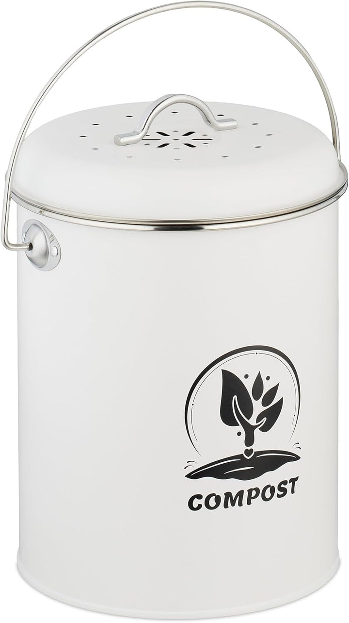Relaxdays Komposteimer Küche 5,5 Liter, Mülleimer mit Deckel und Geruchsfilter, Abfalleimer Biomüll,