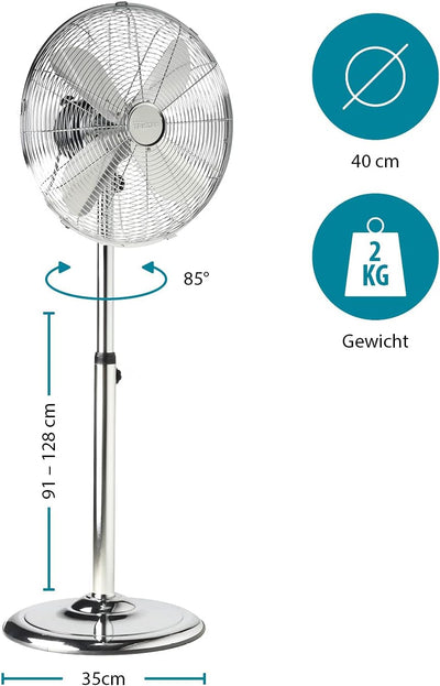 Tristar VE-5951 Standventilator – 40 cm Durchmesser – 3 Geschwindigkeiten – 50 Watt – Höhenverstellb