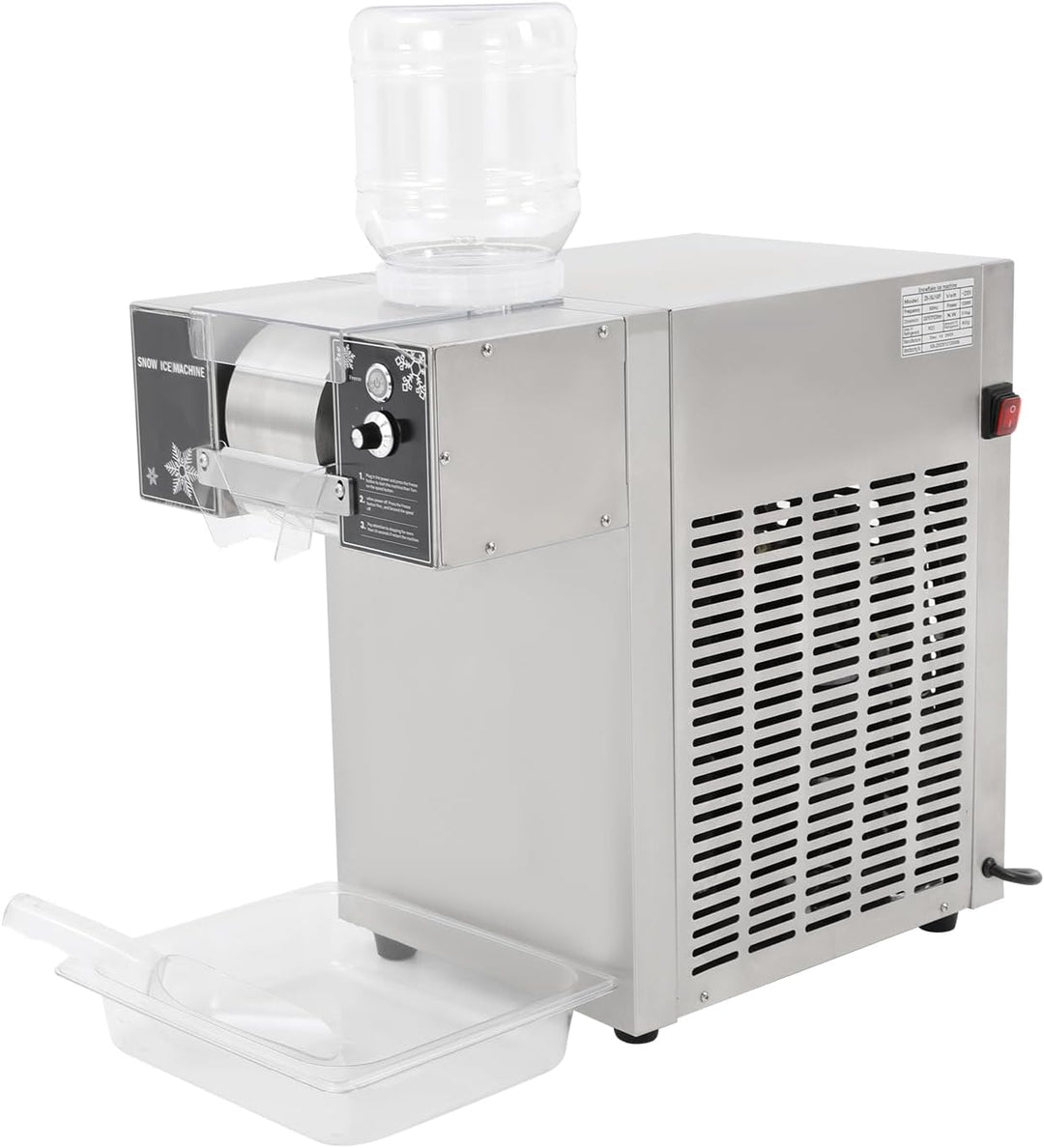 Schneeflocken Eismaschine 180kg/Tag 1200W Gewerbliche Schnee Eis Maschine aus Edelstahl, 9 stufige r