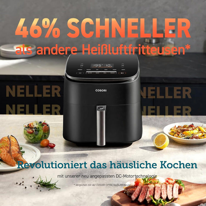 COSORI Heissluftfritteuse mit einstellbaren Fanstufen, Turbo Blaze™, 6L(1.4kg) Airfryer, 30-230℃, Jo