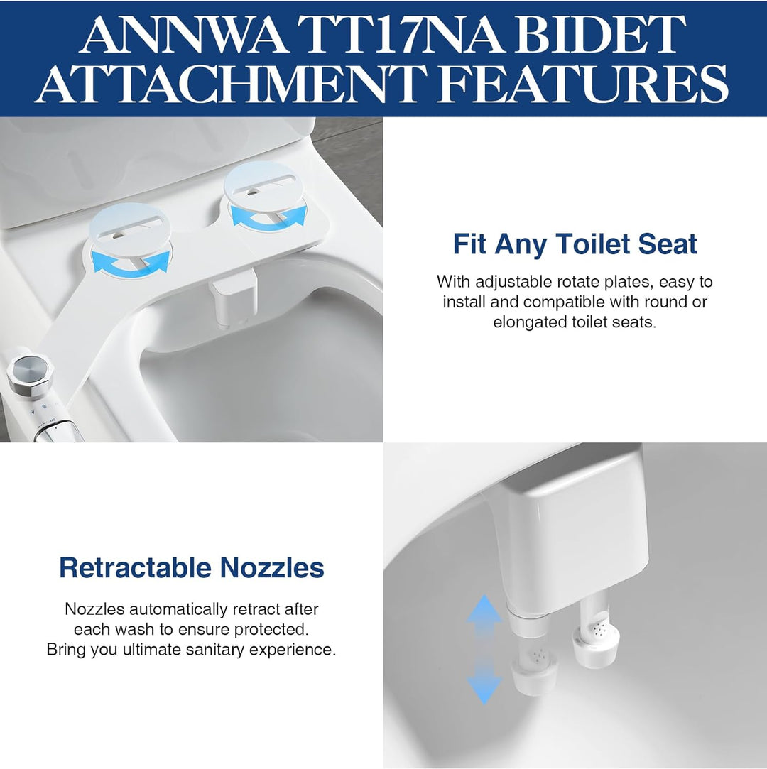 Bidet, Nicht Elektrisch Bidet Toilettenaufsatz mit Einziehbare selbstreinigende Doppeldüsen,regulier