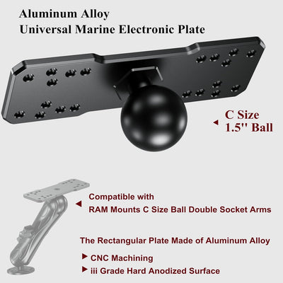 BRCOVAN 1,5-Zoll-Kugel Fischfinderhalterung Platte, Universelle Marine-Elektronikplatte aus Aluminiu