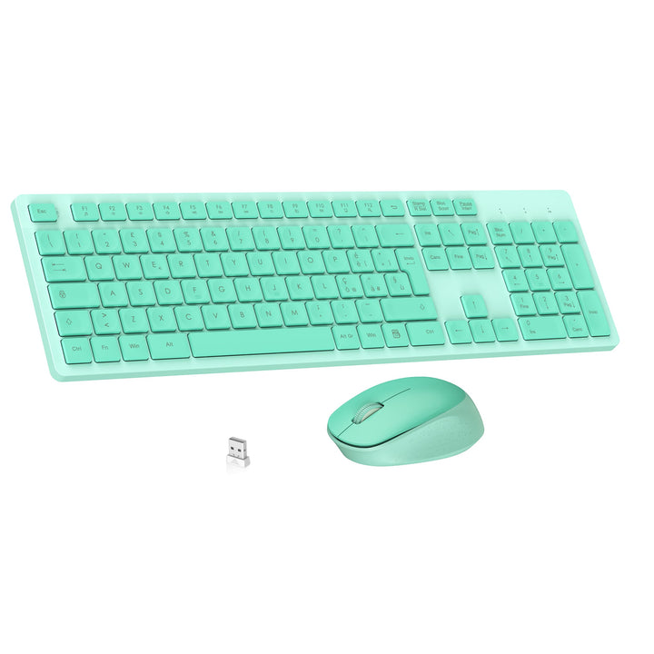 LeadsaiL Kabellose Tastatur und Maus, Set aus Maus und Tastatur für Computer USB 2,4 GHz, volle Grös