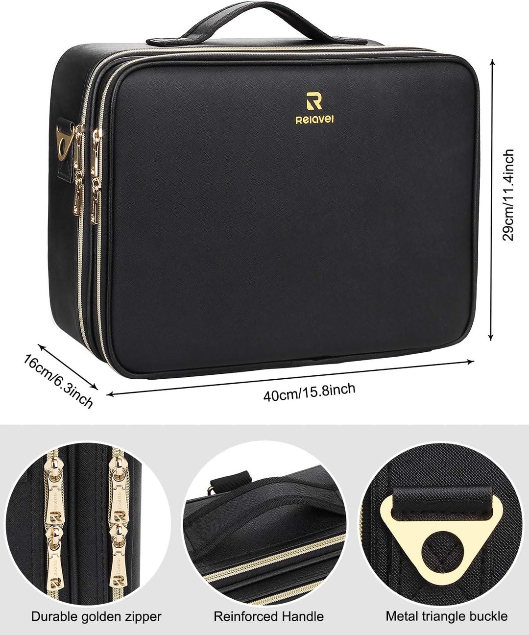 Relavel Grosse Kosmetiktasche - 15.8 inches, Portable Reise Kosmetikkoffer Damen Make Up Tasche Prof