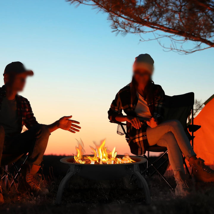 Yaheetech Feuerstelle Feuerschale mit Funkenschutz, Klappbare Feuerkorb Outdoor Fire Pits Feuerschal