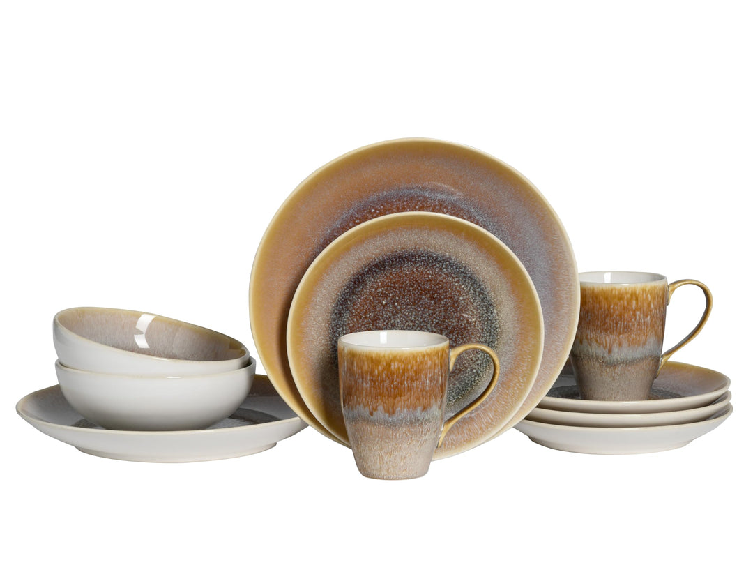 CreaTable, 25864, Serie Caldera Sand, Geschirrset, Kombiservice 8 teilig, Sand