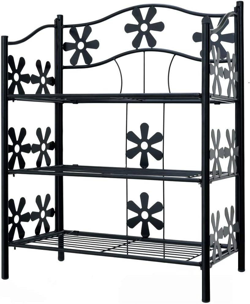 Deuba Blumenregal Metall Schwarz 3 Etagen Balkon Outdoor Indoor Blumenständer Pflanzenständer Blumen