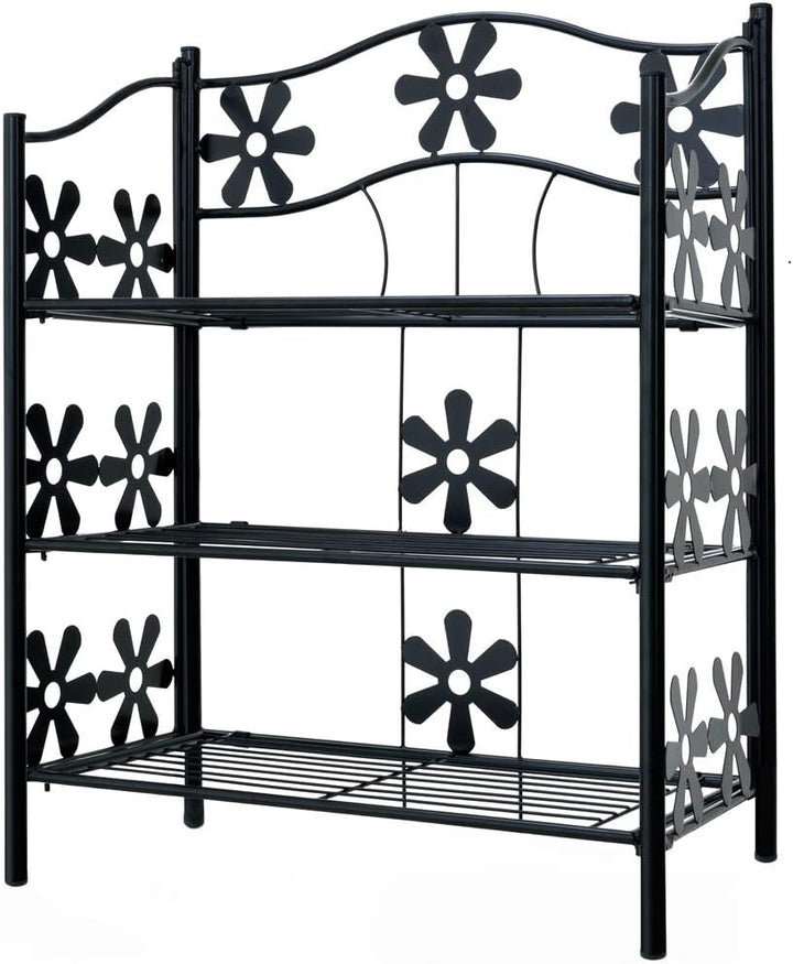 Deuba Blumenregal Metall Schwarz 3 Etagen Balkon Outdoor Indoor Blumenständer Pflanzenständer Blumen