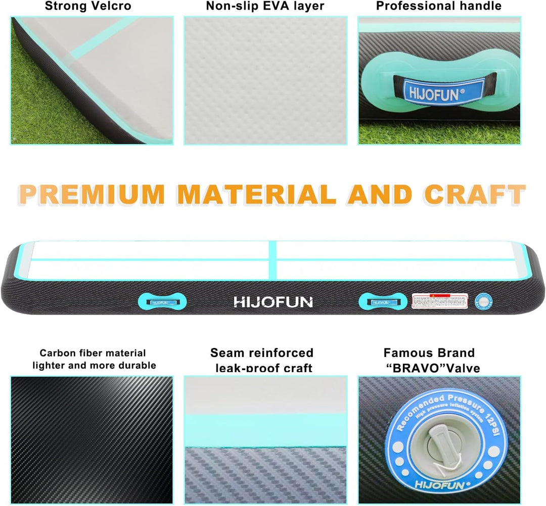 HIJOFUN Aufblasbare Gymnastik Tumbling Matten 3/4/5/6Meters 20CM Höhe Trainings Matte Länge Bodenmat