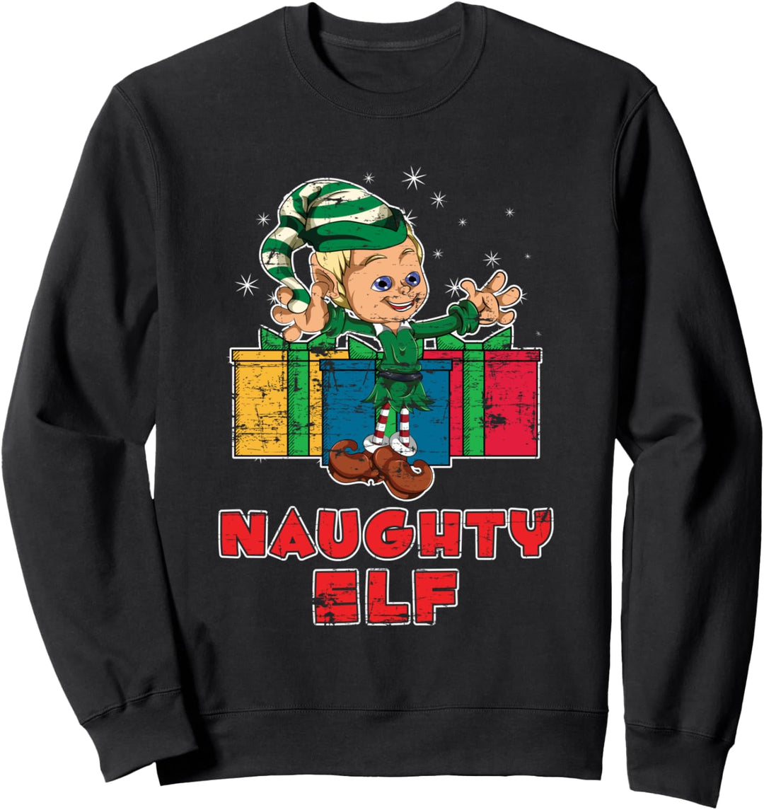 Weihnachts Pajama Kinder Partnerlook Frecher Weihnachtselfe Sweatshirt