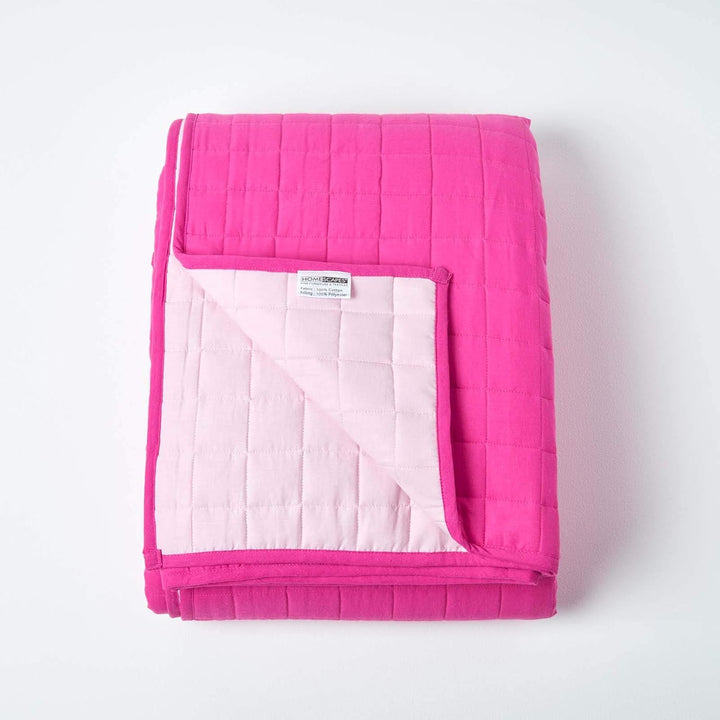 Homescapes Gesteppte Tagesdecke, pink/rosa, Bettüberwurf aus 100% Baumwolle, Wendetagesdecke, 200 x