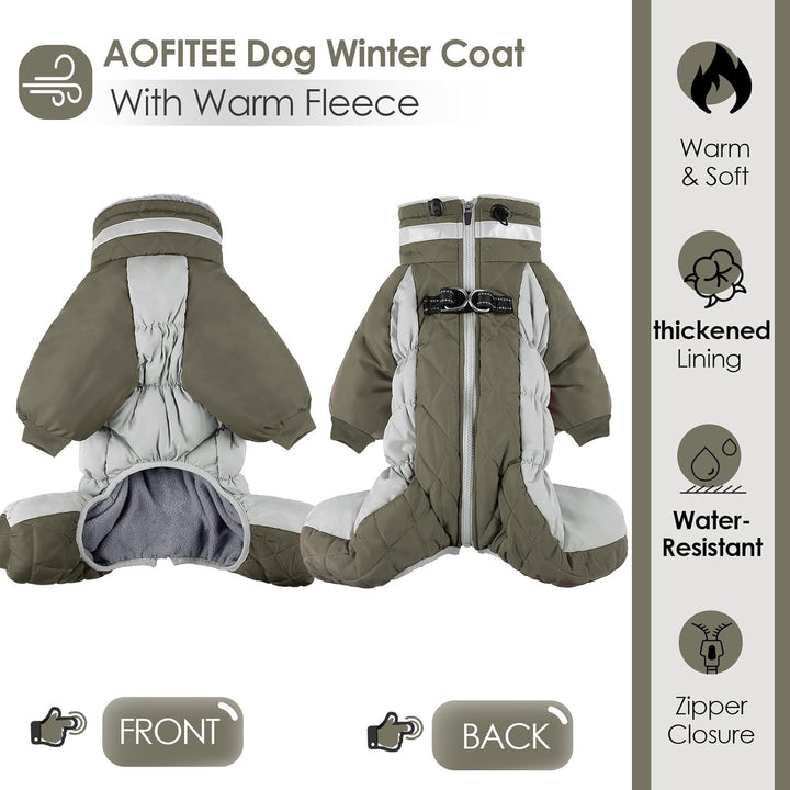 AOFITEE Winteroverall für Hunde - Wasserdichter Hundemantel für Kleine Hunde mit Beinen, Winter Warm