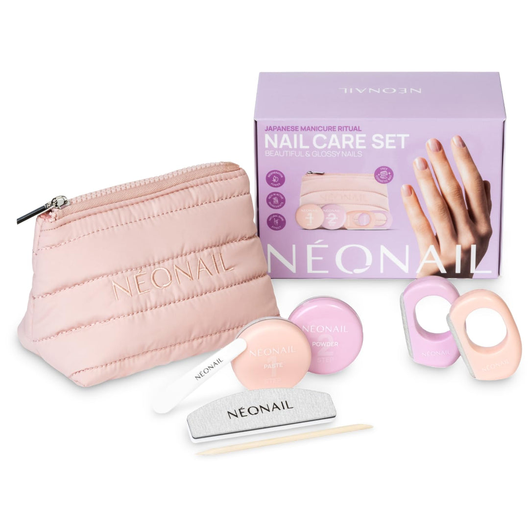 NÉONAIL Japanese Manicure Ritual – Japanisches Maniküre Set mit Kosmetiktasche, Nagelfeile & Buffer