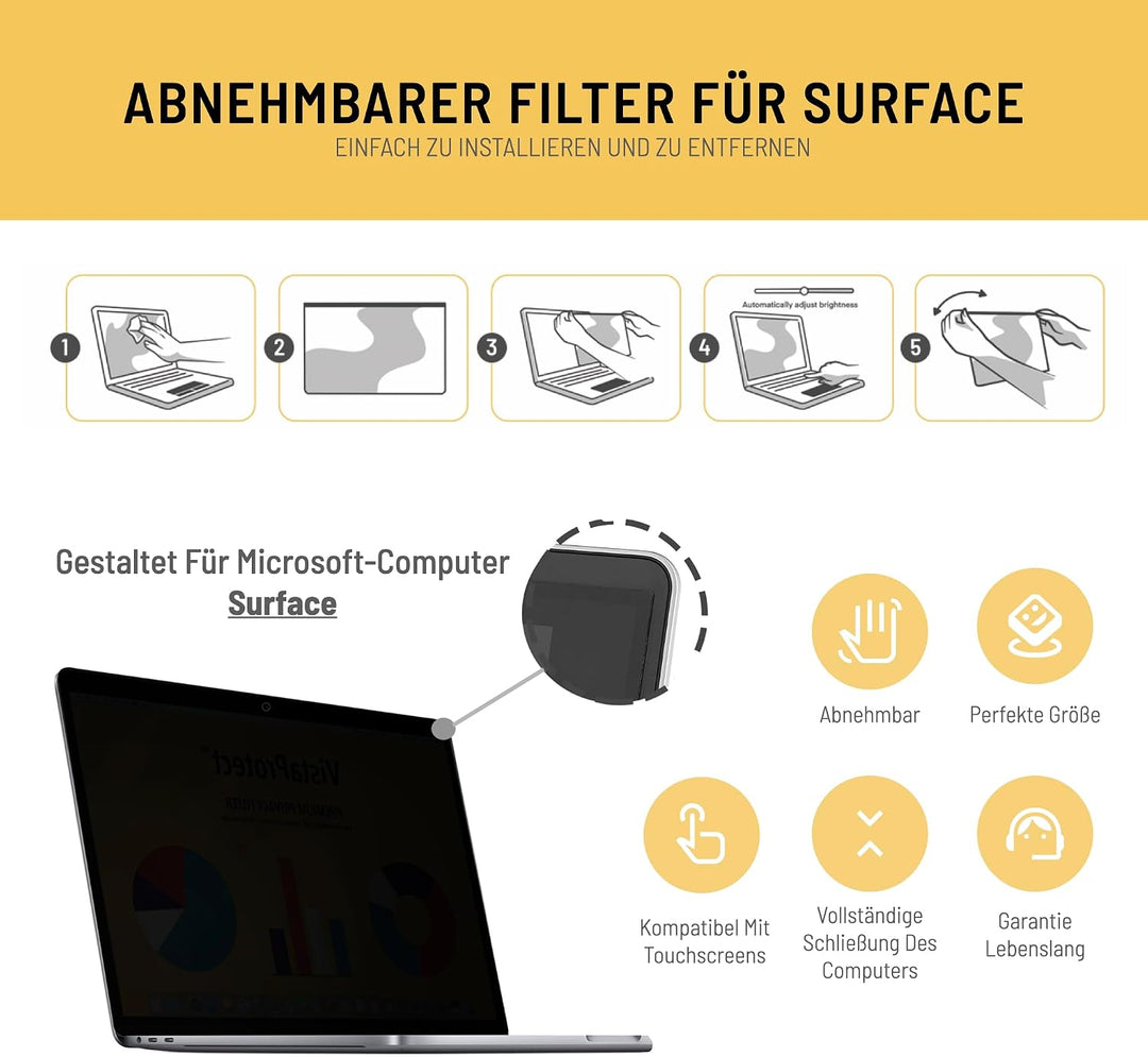 VistaProtect – Premium Blickschutzfilter &amp; Anti-Blaulichtfilter, Privacy Filter Anti Blue Light Blic