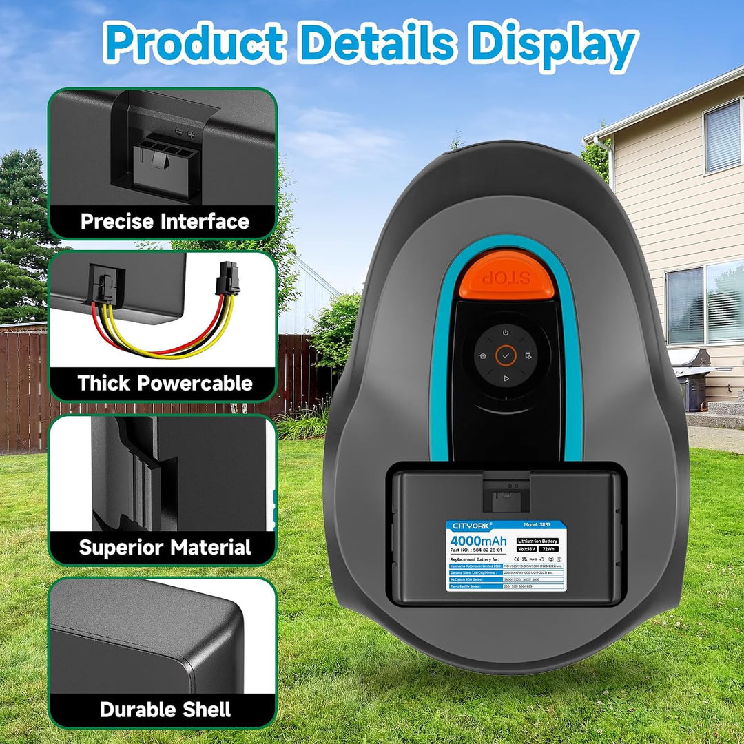 18V/4000mAh Mähroboter Akku für Gardena Sileno Minimo/Smart City/Smart Life: 1250/1000/750(Baujahr 2