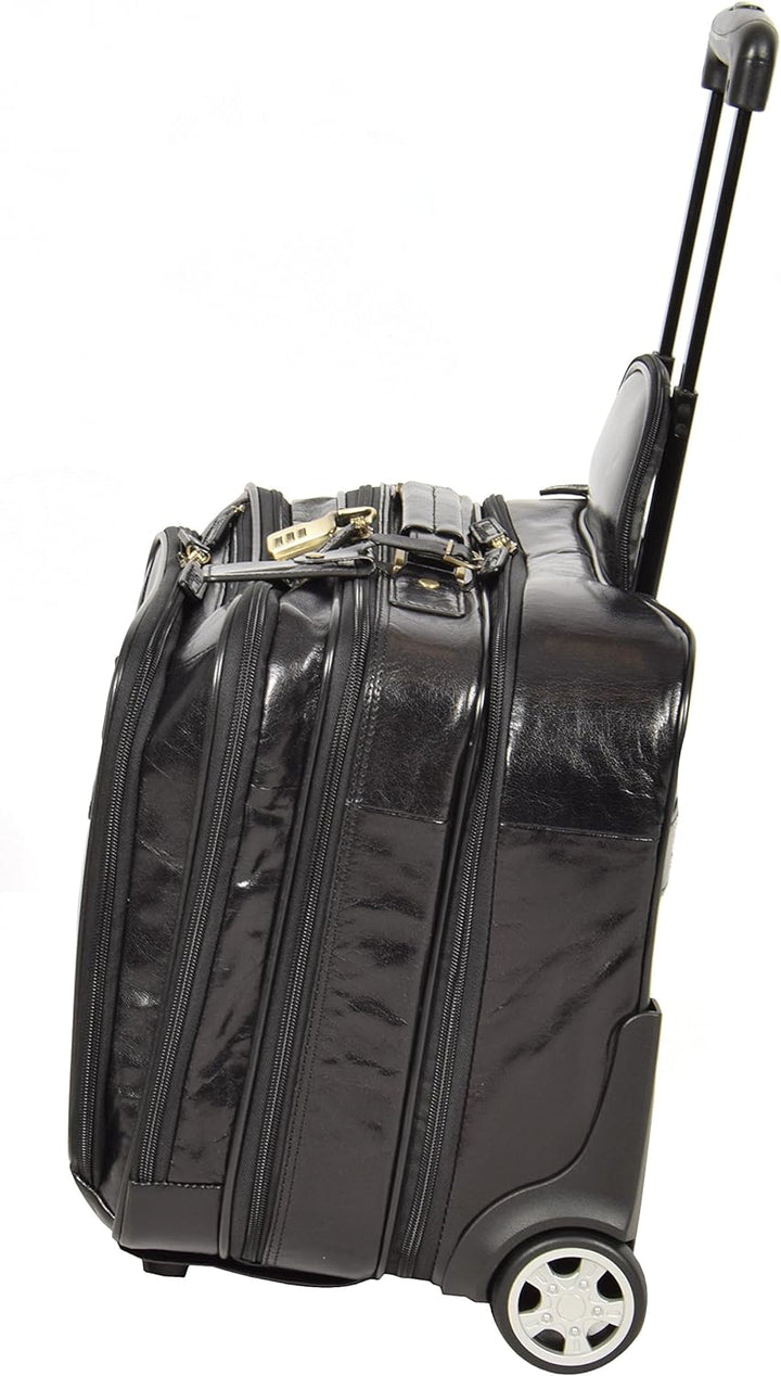 A1 FASHION GOODS Echtes Schwarz Leder Pilotenkoffer Trolley Laptop Geschäft Reise Wochenende Kabine