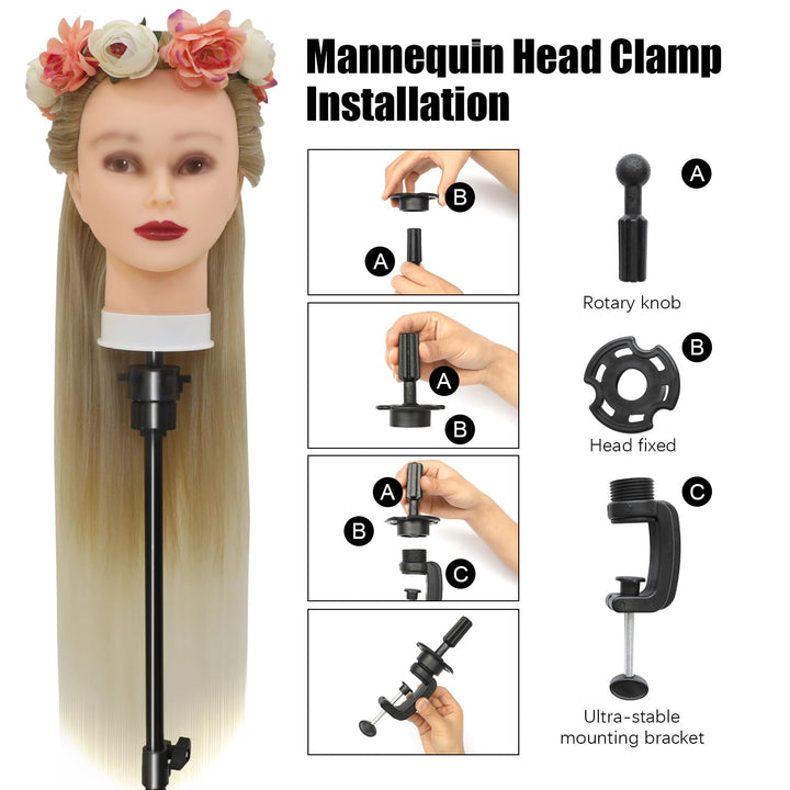 Trainingsköpfe, 28 inch Übungskopf Frisierkopf Friseur 100% Synthetikfaser-Haar Styling Kopf Frisier