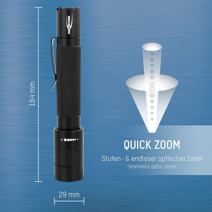 ANSMANN LED Taschenlampe M200F inkl. AA Batterien - Outdoor LED Arbeitsleuchte 240 Lumen &amp; 3 Funktio