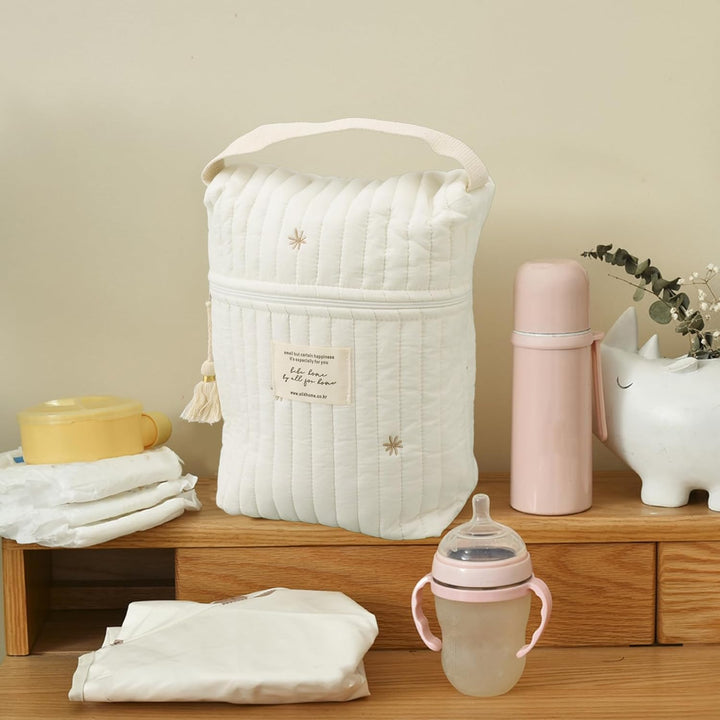 Hapivida Babyflaschentasche, Baby Mahlzeitentasche, Tragbare Flaschentasche mit Gesticktem Muster, F