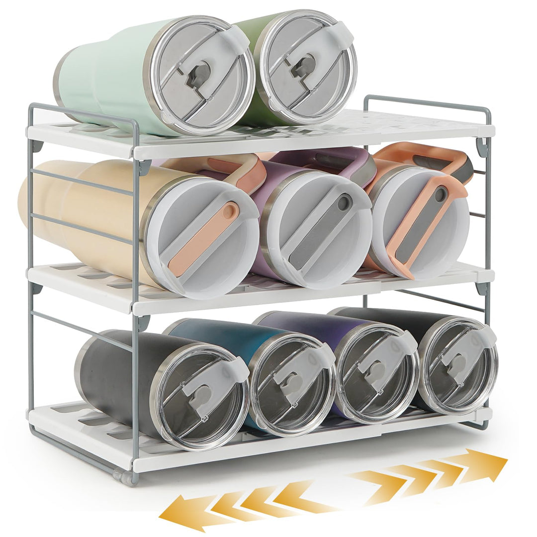 mepure 3-schichtiges verstellbares Flaschenregal für Küche und Kühlschrank, ausziehbarer Flaschen-Or