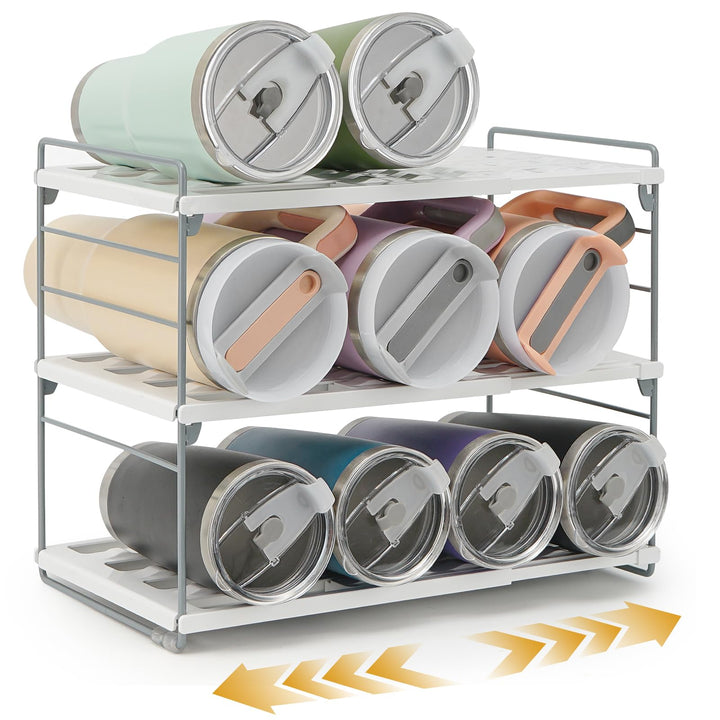 mepure 3-schichtiges verstellbares Flaschenregal für Küche und Kühlschrank, ausziehbarer Flaschen-Or