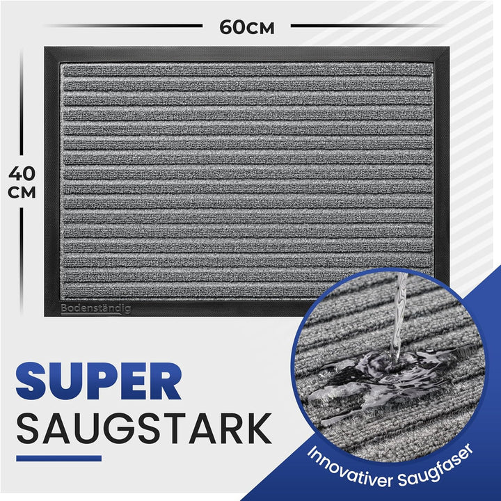 Fussmatte aussen - extrem rutschfest & langlebig - Fussabtreter aussenbereich grau 40x60cm - Türmatt