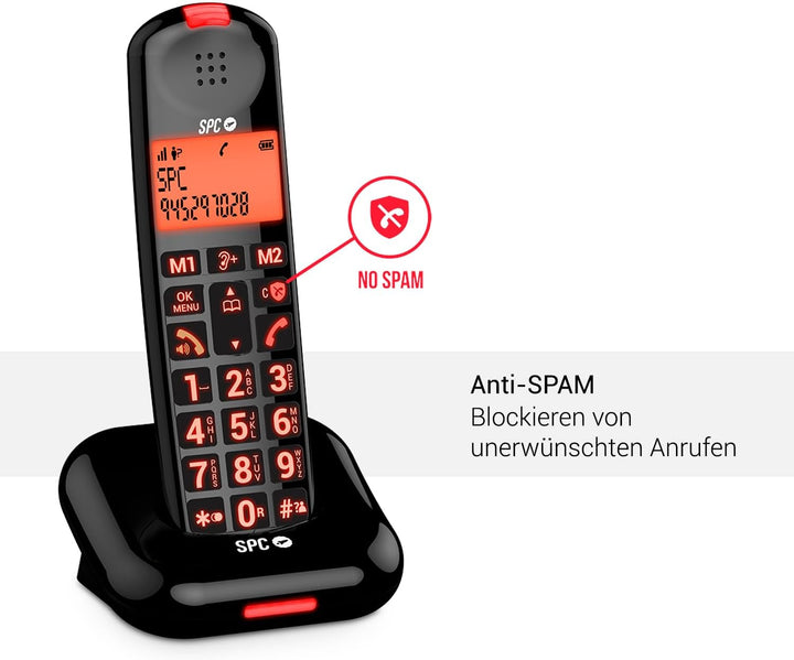 SPC Comfort Kairo - Schnurloses Telefon für Senioren mit grossen Tasten, verstärktem Ton, hörgerätek