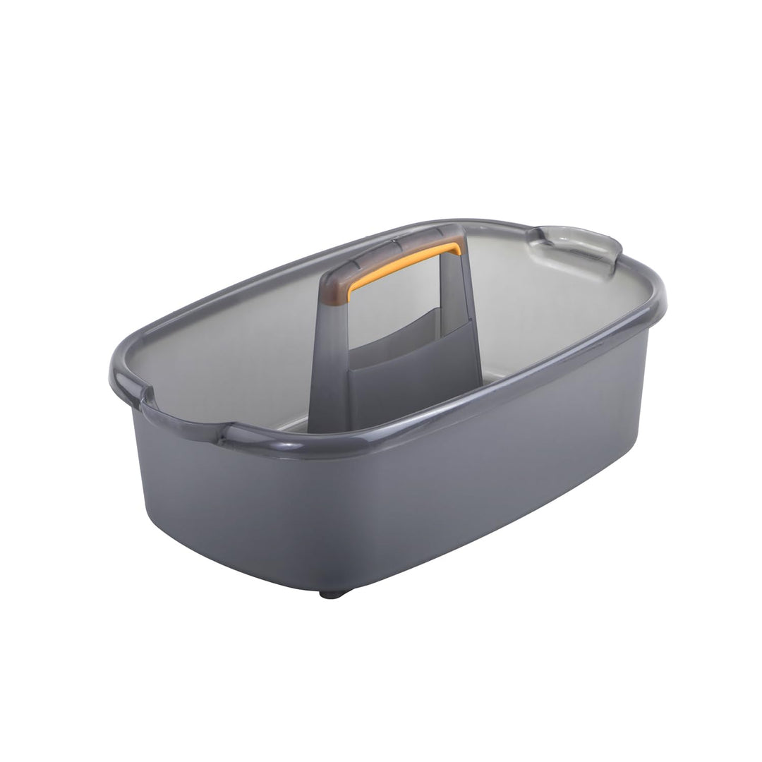 Casabella Mehrzweck-Reinigungsbehälter aus Kunststoff mit Griff, 4,5 l, Grau und Orange, Grau und Or