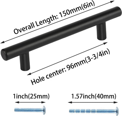 LONTAN 20 Stück Griffe Schwarz 96mm Küchengriffe Schwarz Griffe für Küchenschränke Schwarz Möbelgrif