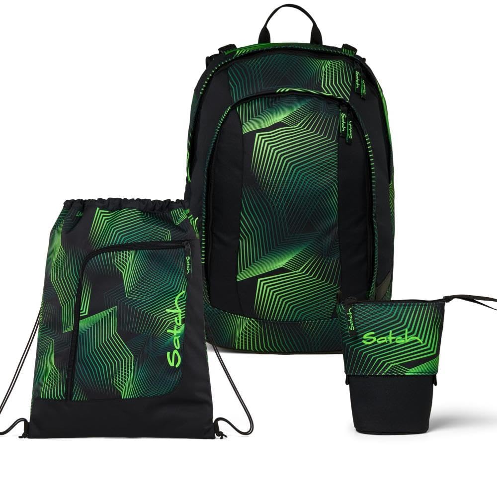 Satch Air Pencil Slider Light Edition Schulrucksack Set 3tlg. inkl. Sportbeutel Seismic Green, Seism