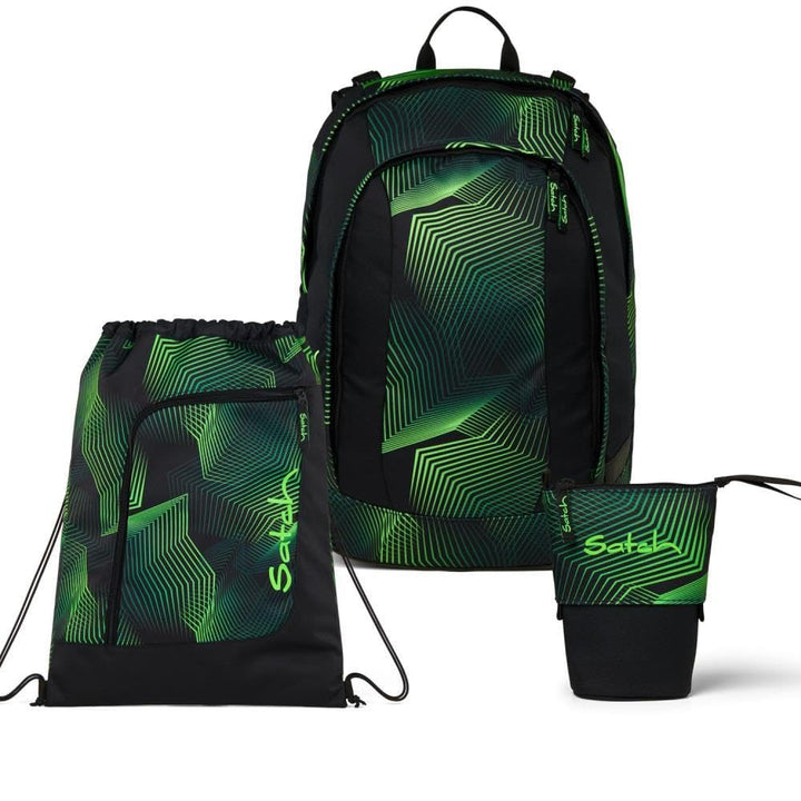 Satch Air Pencil Slider Light Edition Schulrucksack Set 3tlg. inkl. Sportbeutel Seismic Green, Seism