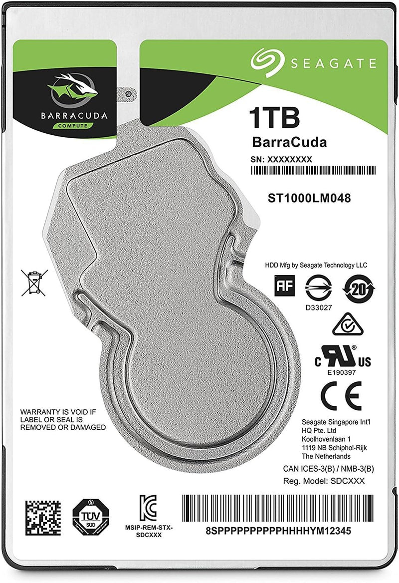 Seagate Barracuda, interne Festplatte 1 TB HDD, 2.5 Zoll, 5400 U/Min, 128 MB Cache, SATA 6 Gb/s, sil