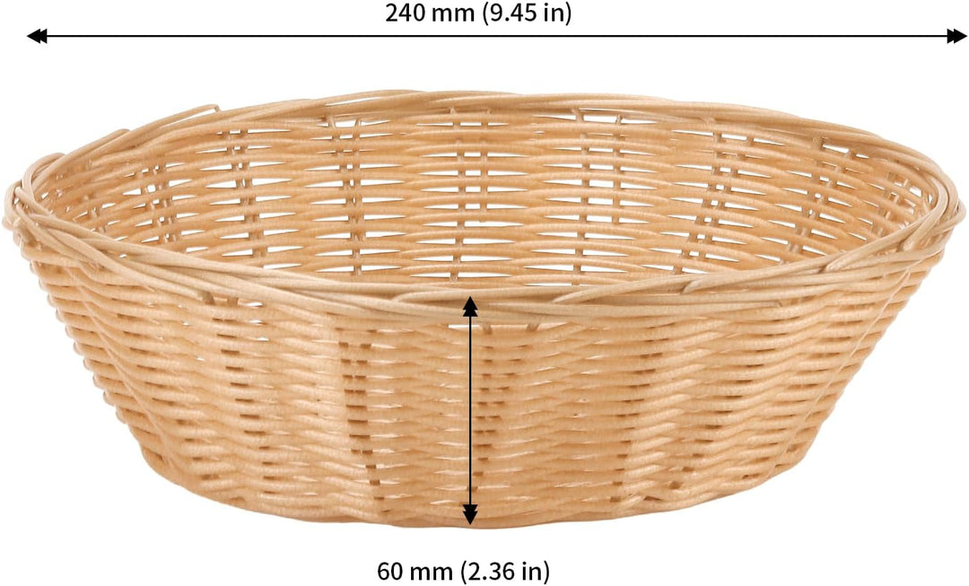 10 Stück Runde Brotkorb Kunststoff, 24 x 6cm Brotkörbchen aus Plastik, Rund Brötchenkorb Brötchenkör
