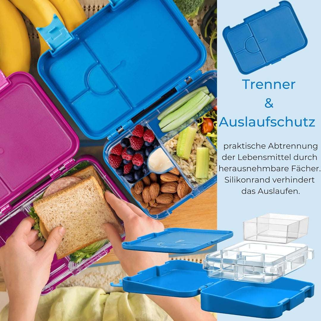 My Vesperbox® Brotdose für Kinder mit Fächern [LEN] - Lunchbox mit Trennfächern - Bento Box - Jausen
