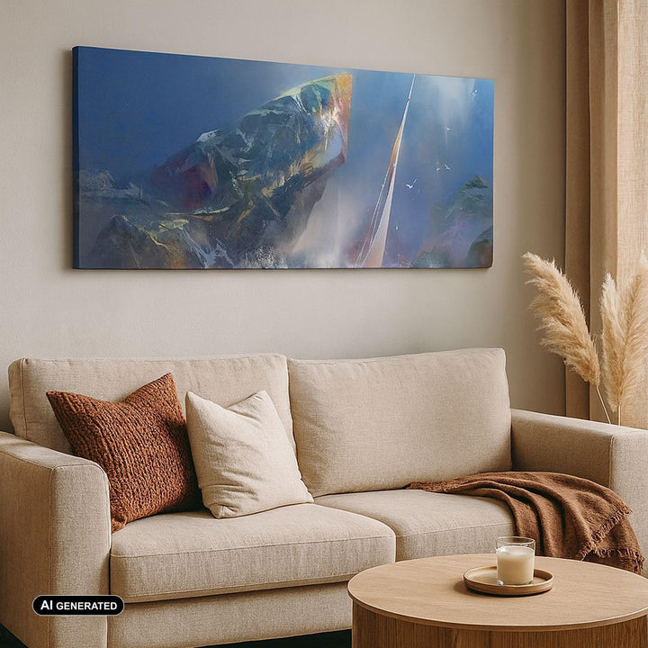 Panorama Bilder auf Leinwand Meer Segelboot Leinwandbild mit Rahmen 90x30cm Wandbilder Dekoration Wo