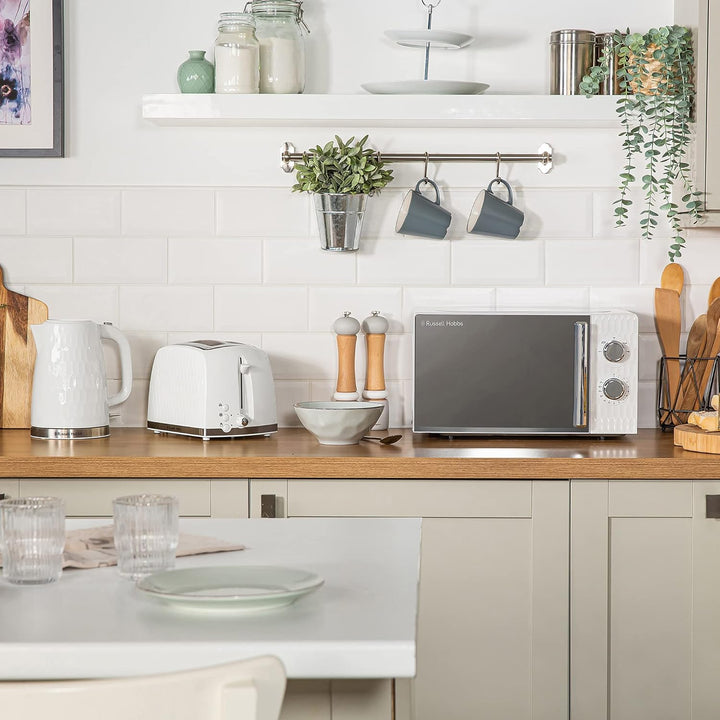 Russell Hobbs Honeycomb RHMM715 Solo Mikrowelle, 17 Liter, 700W, Weiss, mit 5 Leistungsstufen, Integ