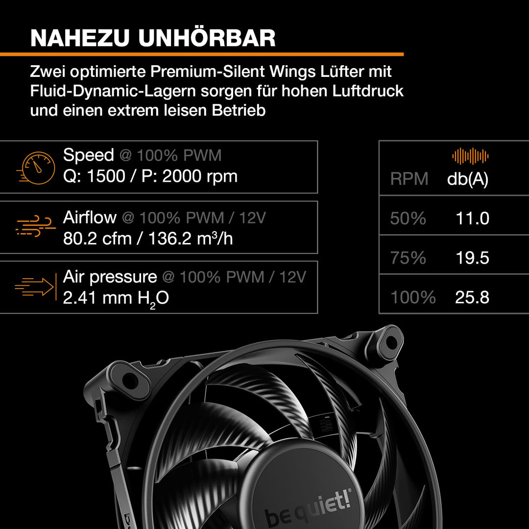 be quiet! Dark Rock Elite Luftkühler, 2x Silent Wings 135mm PWM Lüfter, Speed Switch mit 2 Modi, Hoc