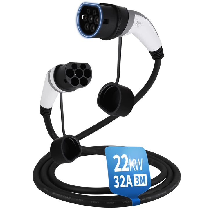 Ladekabel Typ 2 22kW 32A für Hybrid & Elektroauto | 3 phasig | 3 Meter Typ 2 Ladekabel, Ladekabel El