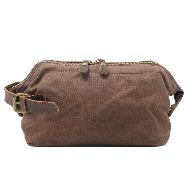 Neuleben Kulturtasche Wasserdicht Vintage Canvas Leder Damen Herren Kosmetiktasche Kulturbeutel für