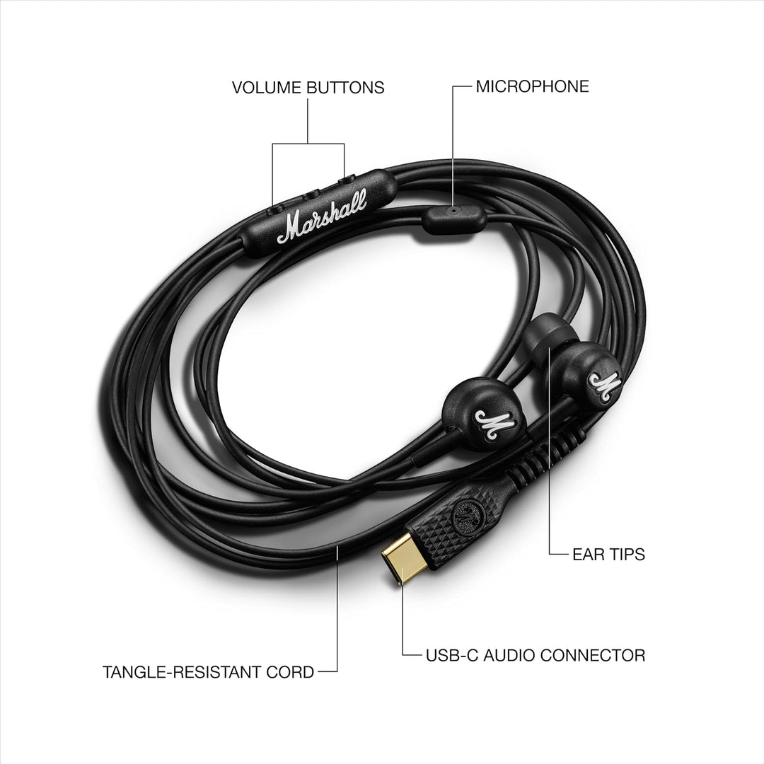 Marshall Mode USB-C kabelgebundene Kopfhörer – integriertes Mikrofon, individuelle Passform, knotenf
