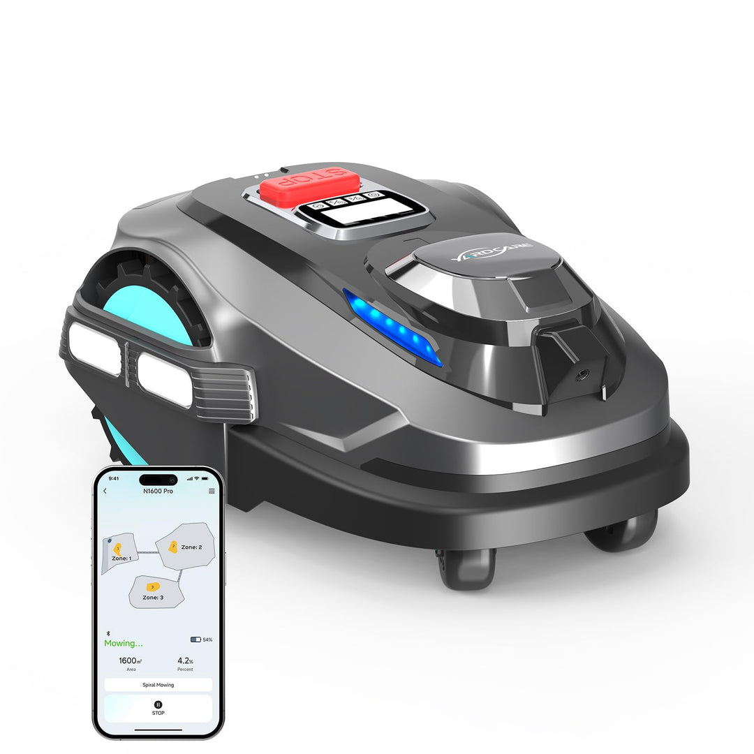 YARDCARE N1600Pro Mähroboter ohne Begrenzungskabel, bis zu 1600 m², mit RTK+Vision, effizientem U-fö