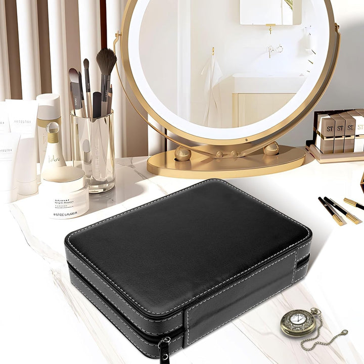 8 Grids Watch Display Storage Portable Watch Box Case Zippered Travel Collector Storage Organizer (B