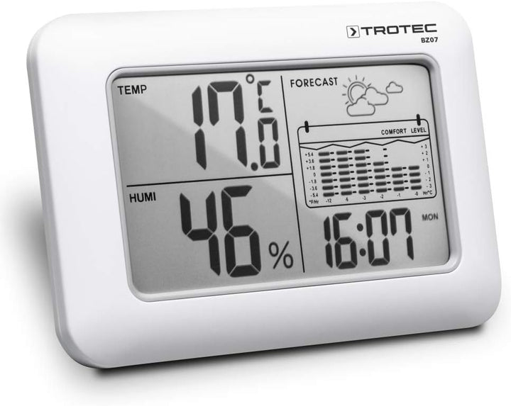 TROTEC BZ07 Wetterstation 6-in-1-Kombigerät mit Innenraum-Klimawerten, Wettertrend, 12-Stunden-Tempe
