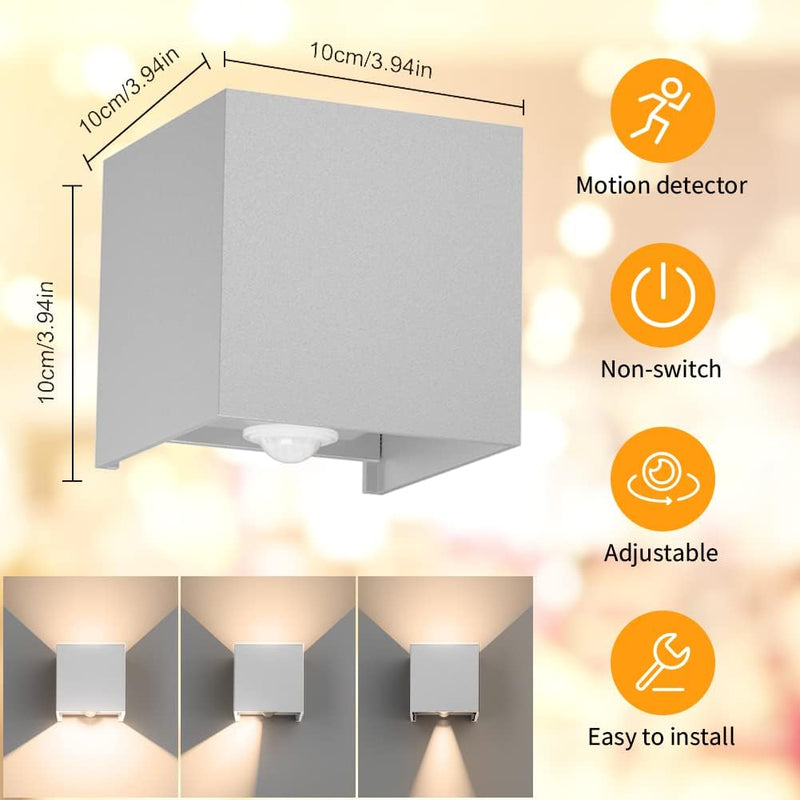 Klighten 12W Aussenlampe mit Bewegungsmelder, Aussenleuchten mit bewegungsmelder Einstellbarer Licht