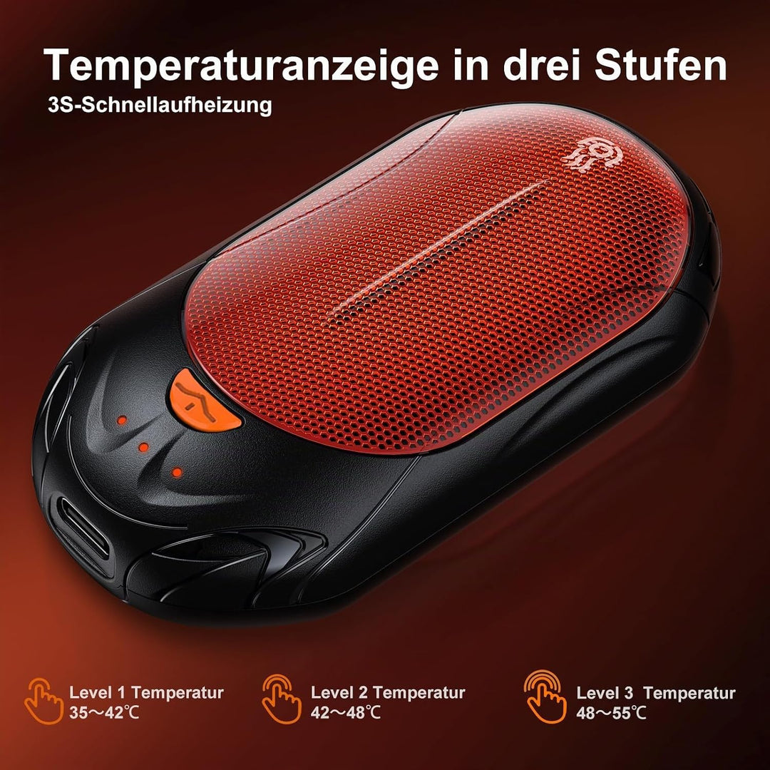 OUTJUT Handwärmer Elektrisch 6000mAh, 2 Pack Wiederaufladbar Handwärmer Tragbare Taschenwärmer 3 Hei